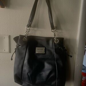 Nicole Black Leather Shoulder Bag